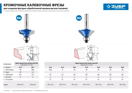 Фреза кромочная калевочная(фасочная) №9 с подшипником 127мм серия ПРОФЕССИОНАЛ купить в Челябинске