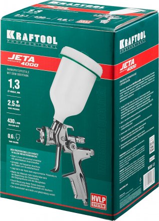 Краскопульт пневматический KRAFTOOL &quot;PRO&quot; Jeta 4000, HVLP, c верхним бачком, 1,3мм 06555-1.3 купить в Челябинске