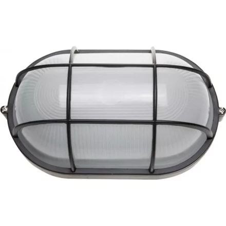 Светильник уличный СВЕТОЗАР влагозащищенный с решеткой, овал, цвет черный, 100Вт SV-57207-B купить в Челябинске