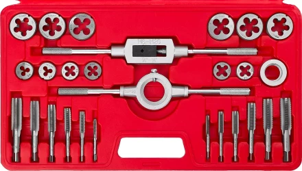 Набор ЗУБР &quot;МАСТЕР&quot; с металлорежущим инстр., метчики однопроходные и плашки М5-М16, оснастка - в пластик. боксе, 27пред. 28123-H27 купить в Челябинске