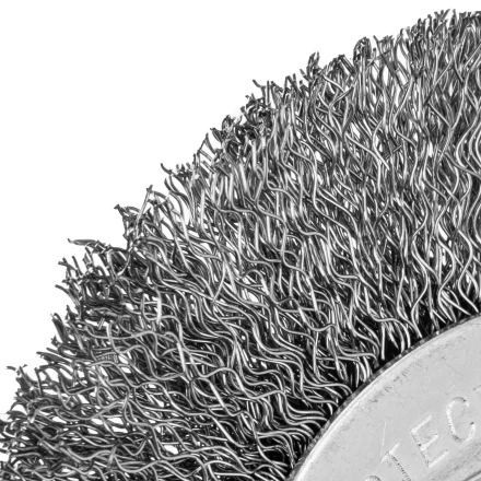 Щетка для УШМ, 100 мм, посадка 22.2 мм, плоская, витая проволока 0.3 мм Сибртех 746487 купить в Челябинске