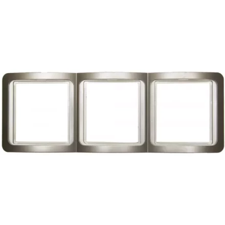 Панель СВЕТОЗАР &quot;ГАММА&quot; накладная, вертикальная, цвет золотой металлик, 3 гнезда SV-54149-GM купить в Челябинске