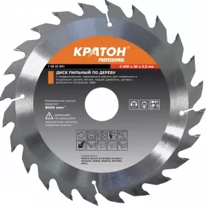 Диск пильный по дереву Кратон 200 х 32 х 2,2 мм 24T 1 06 02 030 купить в Челябинске