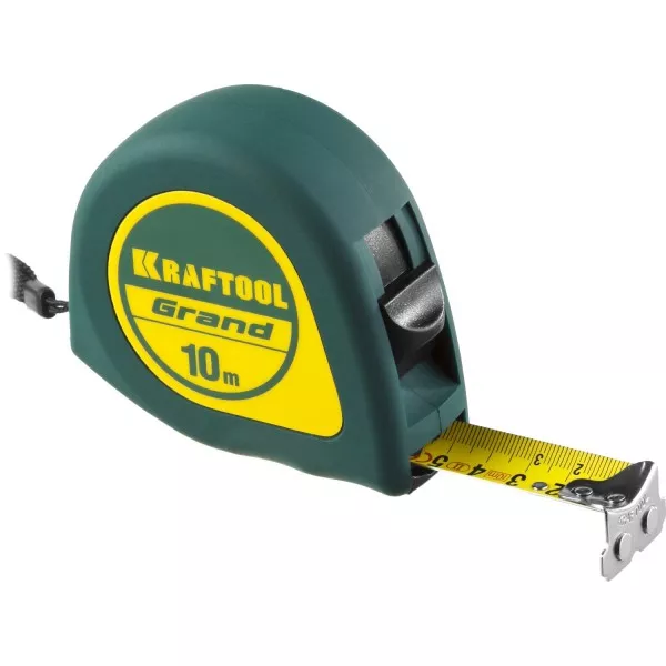 Рулетка KRAFTOOL GRAND, обрезиненный пластиковый корпус, 10м/25мм 34022-10-25 купить в Челябинске