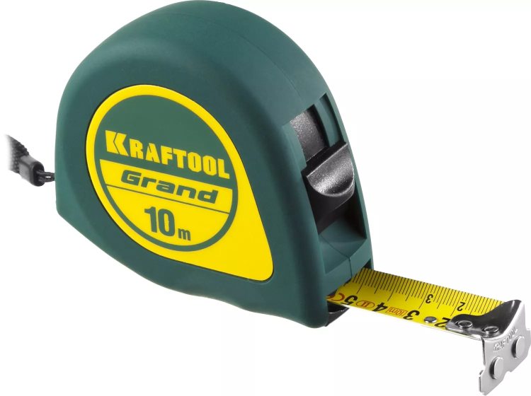 Рулетка KRAFTOOL GRAND, обрезиненный пластиковый корпус, 10м/25мм 34022-10-25 купить в Челябинске