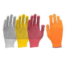 Перчатки трикотажные, синтетическая нить, ПВХ точка, 4 пары, 4 цвета, L, 13 класс// Palisad 67852