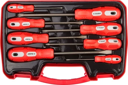 Набор отверток ЗУБР &quot;МАСТЕР&quot;, хром-ванадиевая сталь, эргономичная двухкомпонентная рукоятка, 8шт 25235-H8 купить в Челябинске