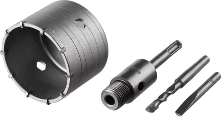 Коронка ЗУБР буровая, коническая посадка центрирующего сверла, SDS-Plus хвостовик, в сборе, 80мм 2918-80_z01 купить в Челябинске