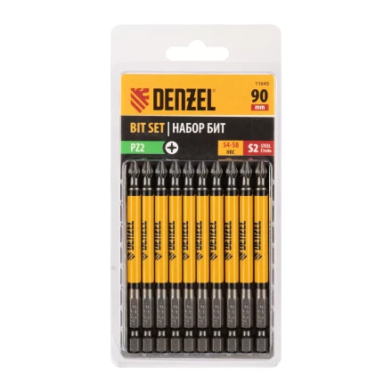 Бита PZ2х90, сталь S2, цилиндр., 10 шт. Е 6,3 Denzel 11645 купить в Челябинске