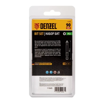 Бита PZ2х90, сталь S2, цилиндр., 10 шт. Е 6,3 Denzel 11645 купить в Челябинске