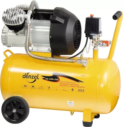 Компрессор пневматический масляный поршневой прямой привод  DENZEL 58081 купить в Челябинске