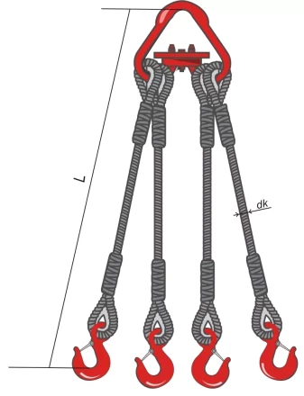 Строп канатный четырехветвевой 4СК 16 т L=3 м кч Гост заплет на станке купить в Челябинске