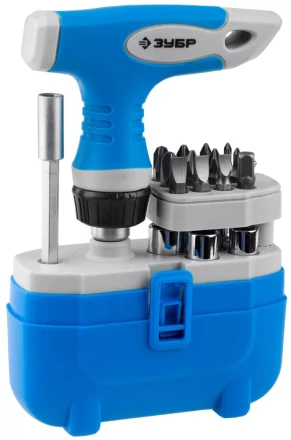 Набор ЗУБР &quot;ЭКСПЕРТ&quot; Отвертка реверсивная с пистолетной двухкомпонетной рукояткой; Cr-V биты, 20 предметов 25413-H20 купить в Челябинске