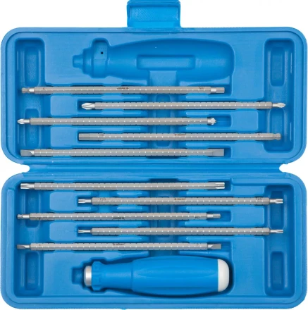 Набор ЗУБР: Отвертка с 2сторонними стержнями, пластик бокс, хромомолибденовая сталь, 11 предметов, 175мм 25427-H11 купить в Челябинске
