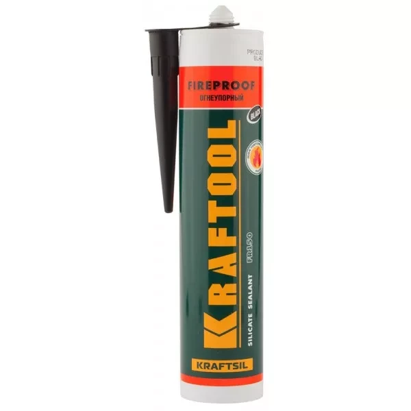 Герметик KRAFTOOL KRAFTFLEX FR150 силикатный огнеупорный "+1500 С", жаростойкий, черный, 300мл 41260-4_G купить в Челябинске