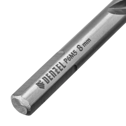 Сверло спиральное по металлу Denzel 8 x 117 мм, Р6М5, Golden Tip, 718239 купить в Челябинске