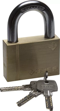 Замок ЗУБР &quot;ЭКСПЕРТ&quot; навесной, латунный корпус, классическая форма, закаленная дужка, 70мм 37299-70 купить в Челябинске