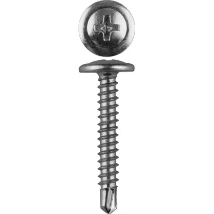 Саморезы ЗУБР с прессшайбой и сверлом по листовому металлу до 2мм, PH2, 4,2х25мм, ТФ7, 40шт 4-300217-42-025 купить в Челябинске