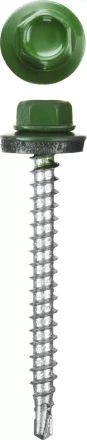 Саморезы СКМ кровельные, RAL 6002 зеленый лист, 25 x 5.5 мм, 420 шт, для металлических конструкций, STAYER 30305-55-025-6002 купить в Челябинске