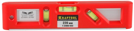 Уровень KRAFTOOL &quot;PRO&quot; &quot;DIRECTOR LEVEL&quot; с магнитом, 3 ампулы, 220мм 1-34863-022 купить в Челябинске