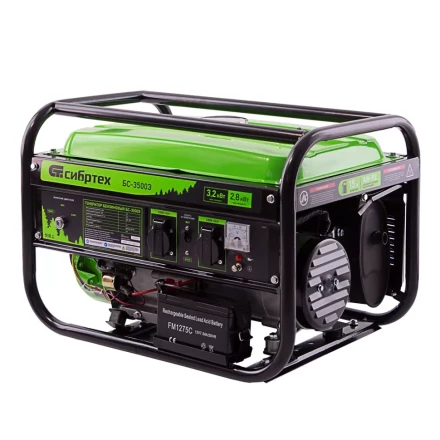 Генератор бензиновый БС-3500Э, 3.2 кВт, 230В, 4-х тактный, 15 л, электростартер Сибртех 94538 купить в Челябинске