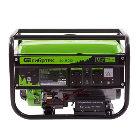 Генератор бензиновый БС-3500Э, 3.2 кВт, 230В, 4-х тактный, 15 л, электростартер Сибртех 94538 купить в Челябинске