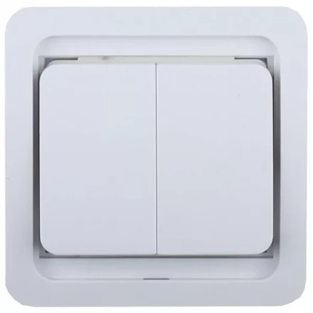 Выключатель СВЕТОЗАР &quot;ГАММА&quot; двухклавишный, без подсветки, цвет белый, 10А/~250В SV-54134-W купить в Челябинске