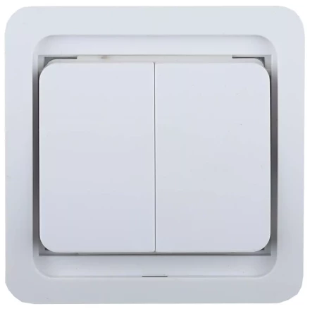 Выключатель СВЕТОЗАР &quot;ГАММА&quot; двухклавишный, без подсветки, цвет белый, 10А/~250В SV-54134-W купить в Челябинске