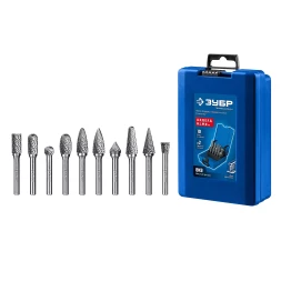 Зубр Набор твердосплавных борфрез, 10 шт.: A1020, C1020, D1009, E1220, F1225, G1225, J1009, L1228, M1225, N1010 (28815-H10)