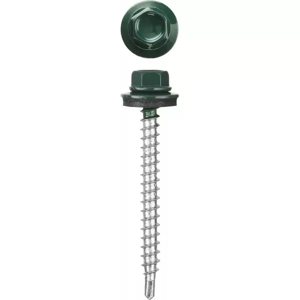 Саморезы СКМ кровельные, RAL 6005 зеленый насыщенный, 19 x 5.5 мм, 2 500 шт, для металлических конструкций, STAYER 30300-55-019-6005 купить в Челябинске