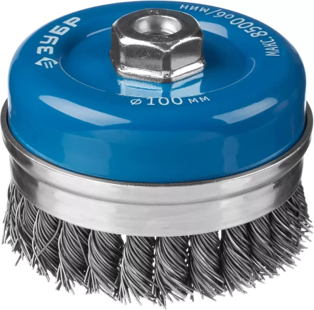 ЗУБР &quot;ПРОФЕССИОНАЛ&quot;. Щетка чашечная усиленная для УШМ, плетеные пучки стальной проволоки 0,8мм, 100ммхМ14 35271-100_z02 купить в Челябинске