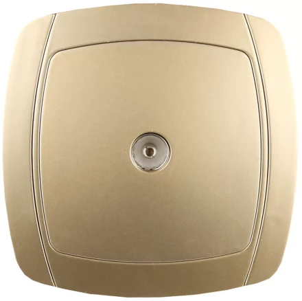 Розетка СВЕТОЗАР &quot;АКЦЕНТ&quot; телевизионная одинарная в сборе, цвет золотой металлик SV-54215-GM купить в Челябинске