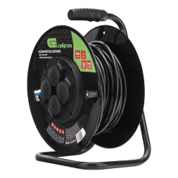 Удлинитель силовой Сибртех 20 м, 16А, тип УХз16, ПВС 3 x 2.5 мм, на стальной катушке, 4 розетки 95872