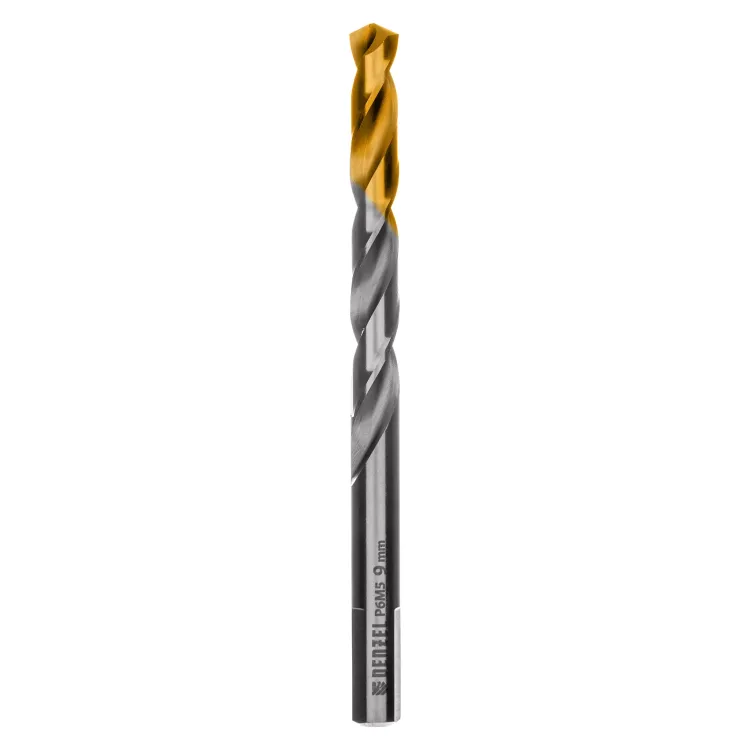 Сверло спиральное по металлу Denzel, 9 x 125 мм, Р6М5, Golden Tip, 718241 купить в Челябинске