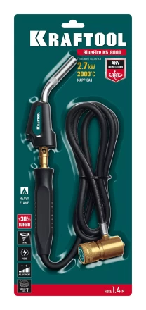 Blue Fire KS-8000  горелка для МАПП / MAPP газа,  с пъезоподжигом, на баллон c резьбовым соединением US 1, 2000°C 55512 купить в Челябинске