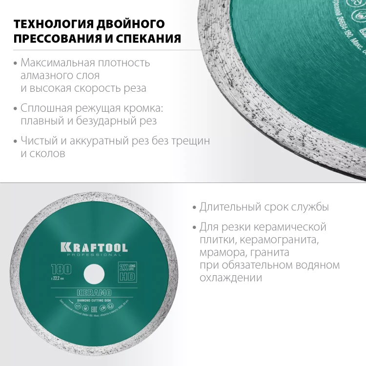 Диск алмазный отрезной для УШМ KERAMO 36684-180 купить в Челябинске