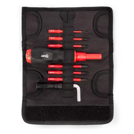 Диэлектрическая динамометрическая отвертка VDE КВТ НИО-3306 со сменными битами SLIM, 6 шт. (90952) купить в Челябинске