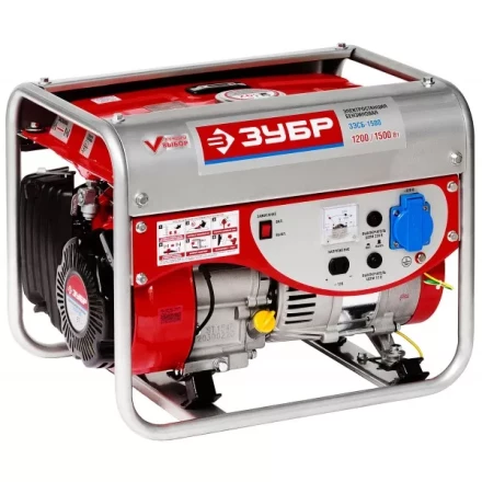 Электростанция ЗУБР бензиновая, 4-х тактная, ручной пуск, 220В, 1500Вт ЗЭСБ-1500 купить в Челябинске