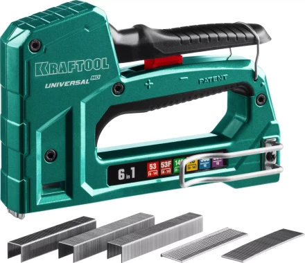 Степлер для скоб &quot;Universal HD&quot; 6-в-1: 53 (6-14 мм)/53F (8-14 мм)/140 (8-14 мм)/13 (6-14 мм)/300 (16 мм)/500 (16 мм), литой, алюм. корп., KRAFTOOL 3188 купить в Челябинске