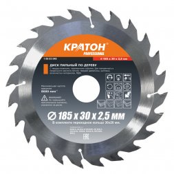 Диск пильный по дереву PROFESSIONAL 185 x 30 х 2.5 мм 24Т КРАТОН 1 06 03 040