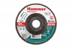 Круг Лепестковый Торцевой (КЛТ) HAMMER КЛТ 1 Ф125х22 Р80 213-036