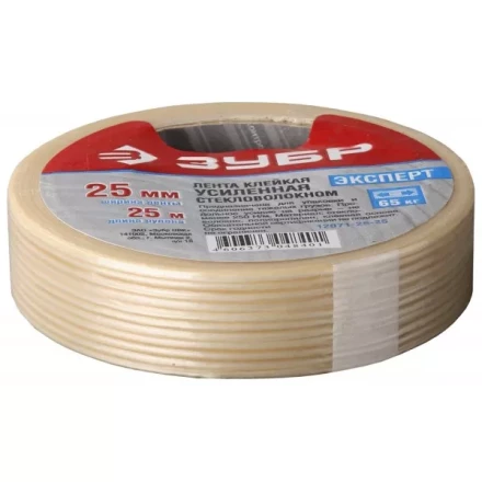 Лента ЗУБР &quot;ЭКСПЕРТ&quot; клеящая однонаправленная, усиленная стекловолокном, 25мм х 50м 12071-25-50 купить в Челябинске