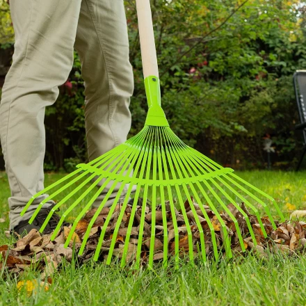 Грабли веерные стальные Palisad, 425 мм, 22 плоских зуба, эмалированные, без черенка, 617705 купить в Челябинске