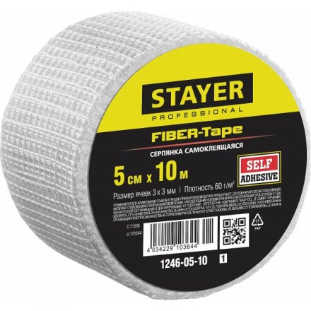 Серпянка самоклеящаяся FIBER-Tape, 5 см х 10м, STAYER Professional 1246-05-10 1246-05-10_z01 купить в Челябинске