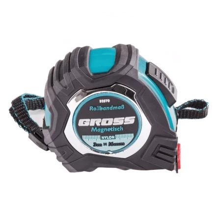 Рулетка Magnetisch 3 м х 16 мм обрезиненный корпус автоматическая фиксация Нейлоновое покрытиеытие зацеп с магнитом Gross 32570 купить в Челябинске
