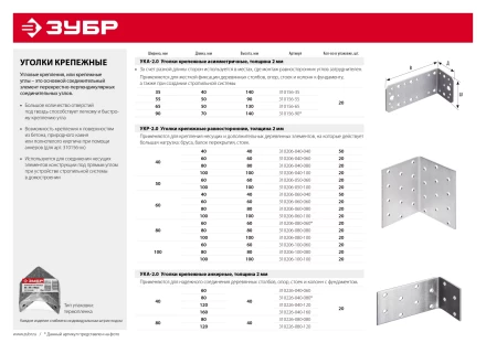 Крепежные углы равносторонние УКР-2.0 инд наклейка серия МАСТЕР купить в Челябинске
