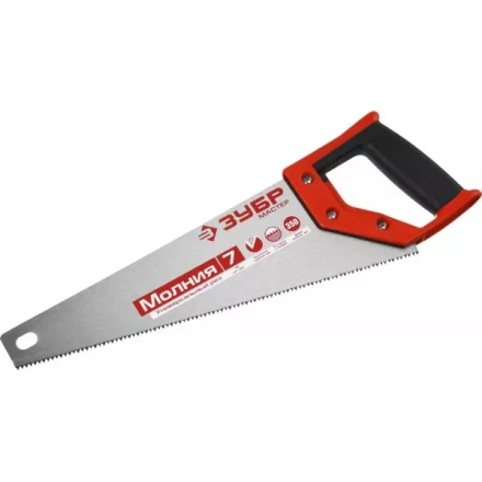 Ножовка универсальная (пила) ЗУБР МОЛНИЯ-7 350 мм, 7 TPI, закалка, рез вдоль и поперек волокон, для средних заготовок, фанеры, ДСП, МДФ 1537-35_z01 купить в Челябинске
