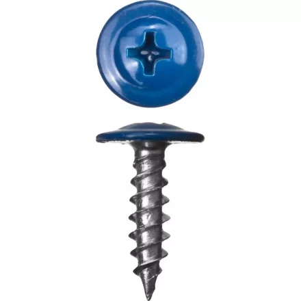 Саморезы ЗУБР с прессшайбой по листовому металлу до 0,9 мм, окрашенные в RAL-5005, PH2, 4,2х25 мм, 400шт 300191-42-025-5005 купить в Челябинске