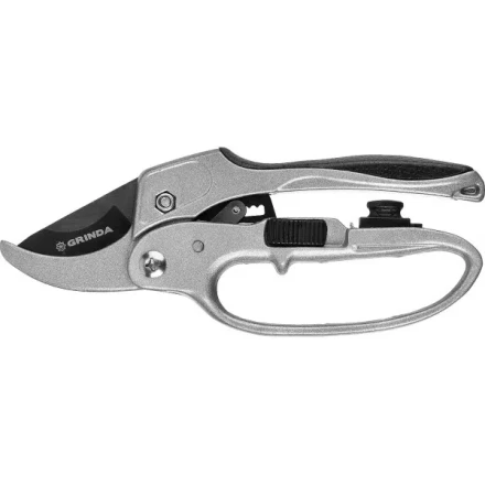 Секатор GRINDA алюминиевые ручки, храповый механизм, с эфесом, округлые лезвия, 200мм 8-423034 купить в Челябинске