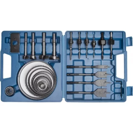 Набор ЗУБР &quot;ЭКСПЕРТ&quot; Коронки по дереву 19-127мм, державка 19-30мм, державка с опорн. осн., ключ имбус., сверла, 28 пред 29555-H28 купить в Челябинске